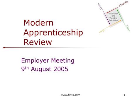 Www.hlttc.com1 Modern Apprenticeship Review Employer Meeting 9 th August 2005.