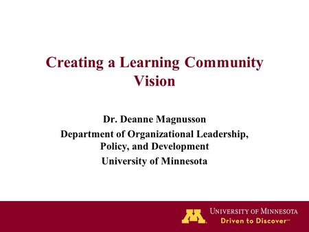 Creating a Learning Community Vision