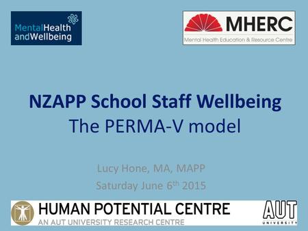NZAPP School Staff Wellbeing The PERMA-V model