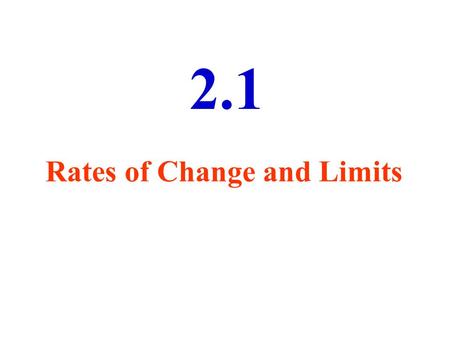 2.1 Rates of Change and Limits A rock falls from a high cliff. The position of the rock is given by: After 2 seconds: average speed: What is the instantaneous.