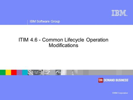 ® IBM Software Group © IBM Corporation ITIM 4.6 - Common Lifecycle Operation Modifications.