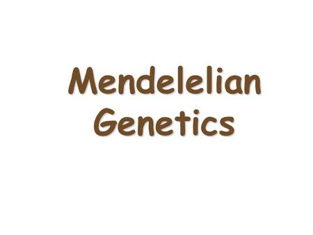 Mendelelian Genetics Gregor Mendel (1822-1884) Called the “Father of Genetics Responsible for the laws governing Inheritance of Traits.
