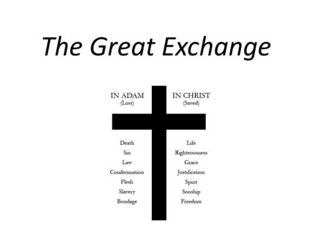 The Great Exchange. We Have a Problem What does God require of us? Leviticus 19:2 “Be Holy because I, the Lord your God, am holy.” Luke 10:28 “Do this.