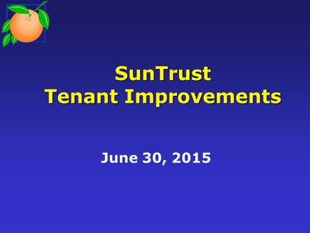 SunTrust Tenant Improvements June 30, 2015. Background Current Situation Proposed Work Cost of Proposed Work Questions Presentation Outline.