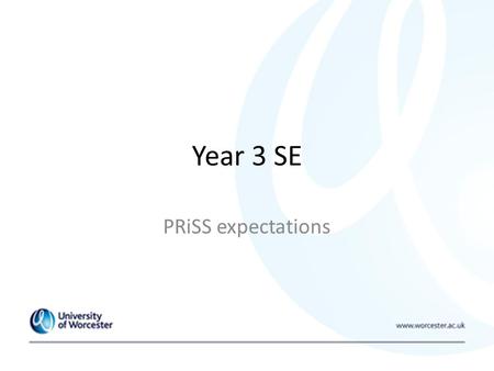 Year 3 SE PRiSS expectations. Professional Research in a Subject Specialism Students have the opportunity to consider an aspect of learning and then examine.