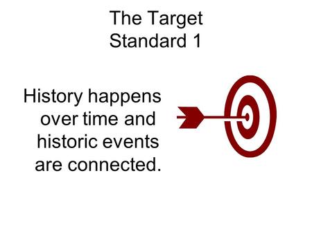 The Target Standard 1 History happens over time and historic events are connected.
