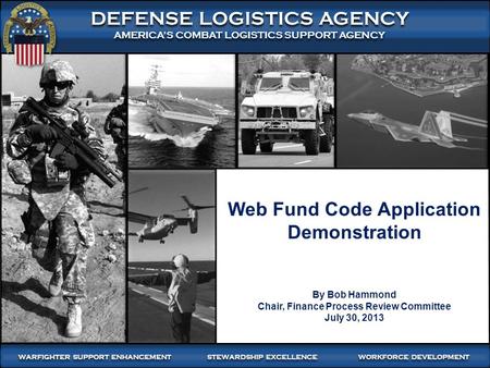 WARFIGHTER-FOCUSED, GLOBALLY RESPONSIVE, FISCALLY RESPONSIBLE SUPPLY CHAIN LEADERSHIP 1:00–Meeting (4008) 1 DEFENSE LOGISTICS AGENCY AMERICA’S COMBAT LOGISTICS.