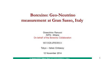 Borexino: Geo-Neutrino measurement at Gran Sasso, Italy