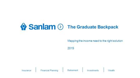 THIS IS AN OPTION FOR THE OPENING TITLE SLIDE Insurance Financial Planning Retirement Investments Wealth The Graduate Backpack 2015 Mapping the income.