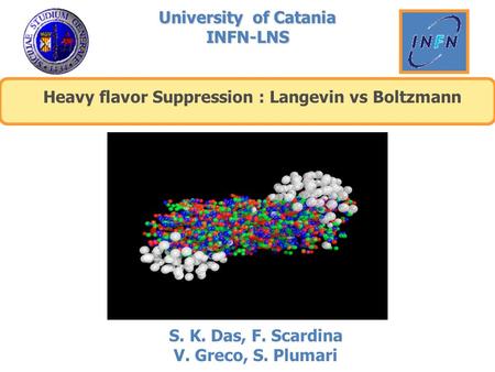 University of Catania INFN-LNS Heavy flavor Suppression : Langevin vs Boltzmann S. K. Das, F. Scardina V. Greco, S. Plumari.