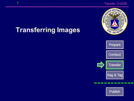 Transfer: O-2205 1 Transferring Images Prepare Conduct Transfer Bag & Tag Publish.