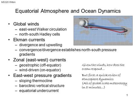 Equatorial Atmosphere and Ocean Dynamics