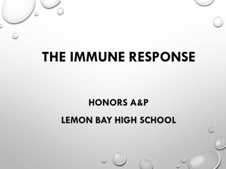THE IMMUNE RESPONSE HONORS A&P LEMON BAY HIGH SCHOOL.