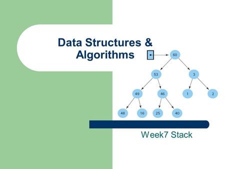 Week7 Stack Data Structures & Algorithms. Introduction to Stacks and Queues Widely used data structures Ordered List of element Easy to implement Easy.