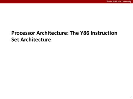 Processor Architecture: The Y86 Instruction Set Architecture