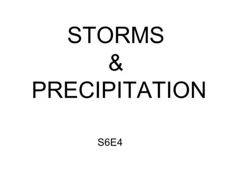 STORMS & PRECIPITATION S6E4. Types of Storms: Thunderstorm Tornado Snowstorm Hurricane.