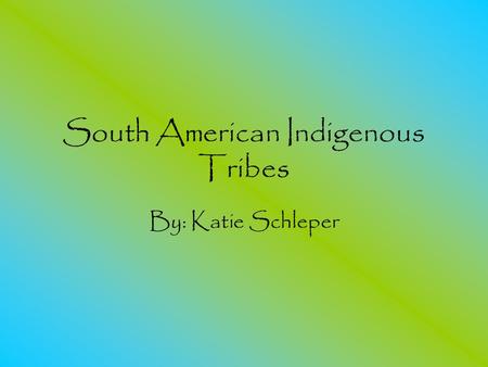 South American Indigenous Tribes By: Katie Schleper.