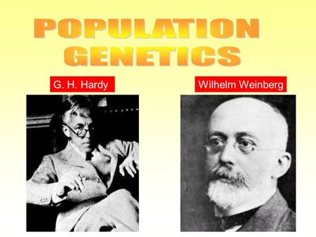 POPULATION GENETICS G. H. Hardy Wilhelm Weinberg.