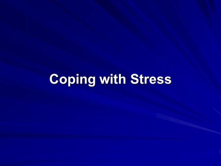 Coping with Stress. Stress: A state of psychological tension or strain. Health psychology: A subfield of psychology concerned with the relationship between.