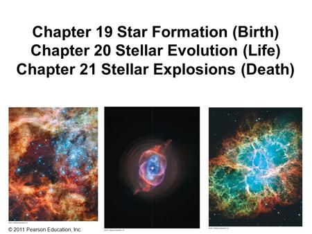 Chapter 19 Star Formation (Birth) Chapter 20 Stellar Evolution (Life) Chapter 21 Stellar Explosions (Death) Few issues in astronomy are more basic than.