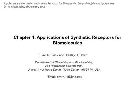 Chapter 1. Applications of Synthetic Receptors for Biomolecules
