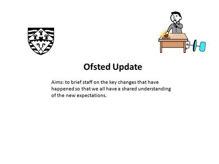 Ofsted Update Aims: to brief staff on the key changes that have happened so that we all have a shared understanding of the new expectations.