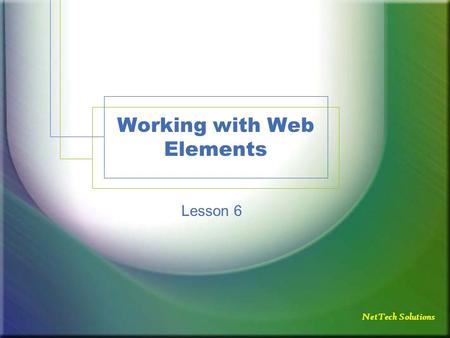 NetTech Solutions Working with Web Elements Lesson 6.