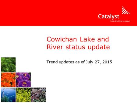 Cowichan Lake and River status update Trend updates as of July 27, 2015.