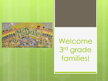 Welcome 3 rd grade families!. Supply Drop Off Label everything with student name Paper towels, baggies, Kleenex on tables Art shirt and PE shoes in your.