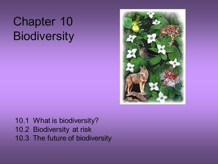 Chapter 10 Biodiversity 10.1 What is biodiversity?