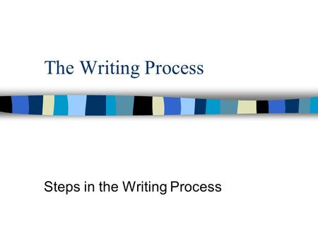 The Writing Process Steps in the Writing Process.