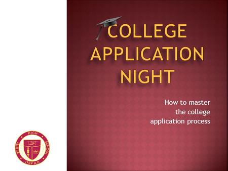 How to master the college application process.  Application & Fee  Essay  Transcript  Counselor Recommendation  Teacher Recommendation  Standardized.