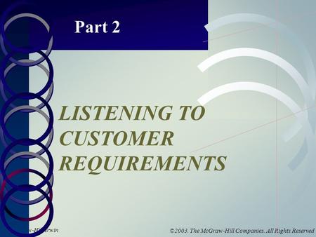 McGraw-Hill/Irwin ©2003. The McGraw-Hill Companies. All Rights Reserved Part 2 LISTENING TO CUSTOMER REQUIREMENTS.