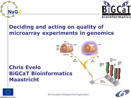 The European Nutrigenomics Organisation Deciding and acting on quality of microarray experiments in genomics Chris Evelo BiGCaT Bioinformatics Maastricht.