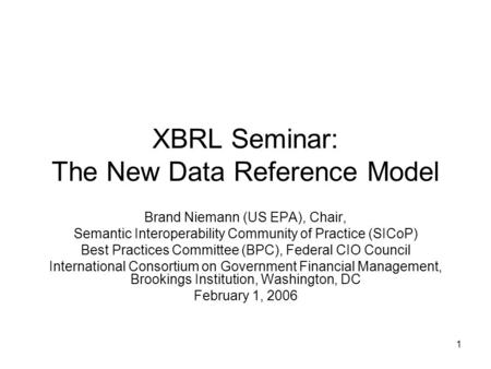 XBRL Seminar: The New Data Reference Model