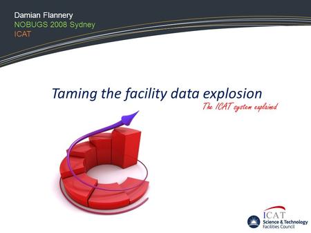 Taming the facility data explosion The ICAT system explained Damian Flannery NOBUGS 2008 Sydney ICAT.