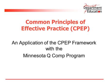 Common Principles of Effective Practice (CPEP)