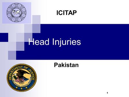 1 Head Injuries Pakistan ICITAP. Learning Objectives Recognize different types of head injuries Learn about different types of brain injuries Identify.