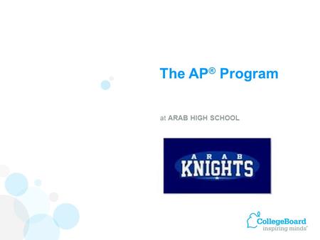The AP ® Program at ARAB HIGH SCHOOL. The new college and career readiness standards better align our new core curriculum with ACT and AP courses. A desire.