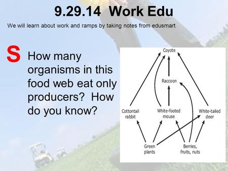 9.29.14 Work Edu We will learn about work and ramps by taking notes from edusmart S How many organisms in this food web eat only producers? How do you.