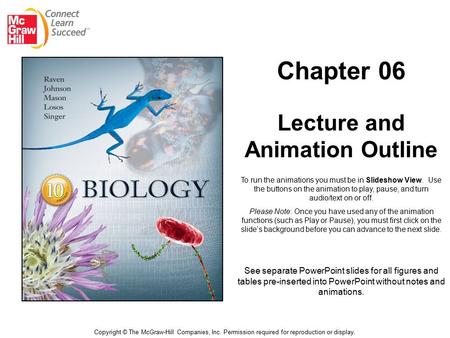 Chapter 06 Lecture and Animation Outline Copyright © The McGraw-Hill Companies, Inc. Permission required for reproduction or display. See separate PowerPoint.