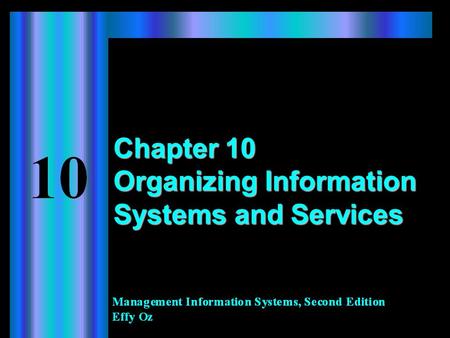 Chapter 10 Organizing Information Systems and Services.