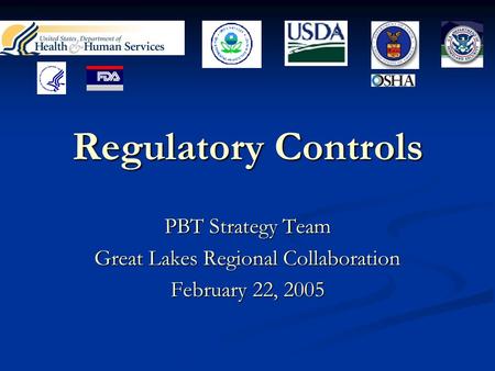 Regulatory Controls PBT Strategy Team Great Lakes Regional Collaboration February 22, 2005.