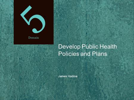 5t5t Domain Develop Public Health Policies and Plans James Hodina.