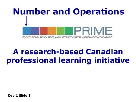 A research-based Canadian professional learning initiative Day 1 Slide 1 Number and Operations.