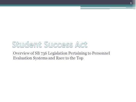 Overview of SB 736 Legislation Pertaining to Personnel Evaluation Systems and Race to the Top 1.