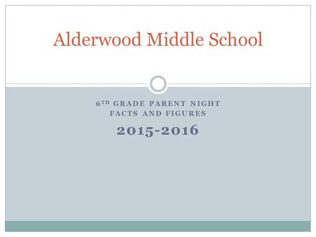 6 TH GRADE PARENT NIGHT FACTS AND FIGURES 2015-2016 Alderwood Middle School.