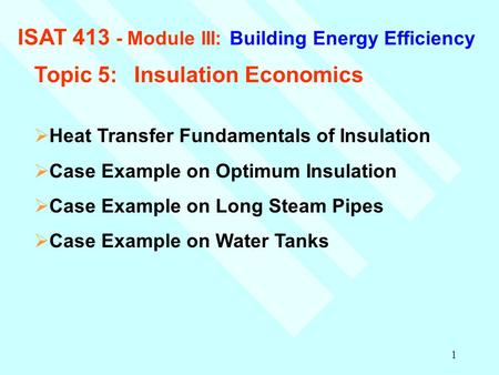 ISAT Module III: Building Energy Efficiency