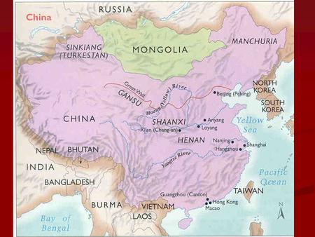 China= only continuing civilization from ancient world. China= only continuing civilization from ancient world. Cut off by mountains, deserts and oceans.