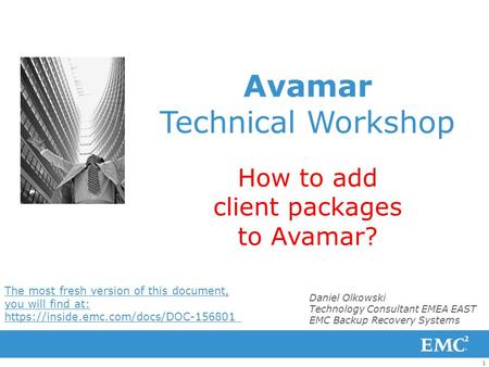 Avamar Technical Workshop